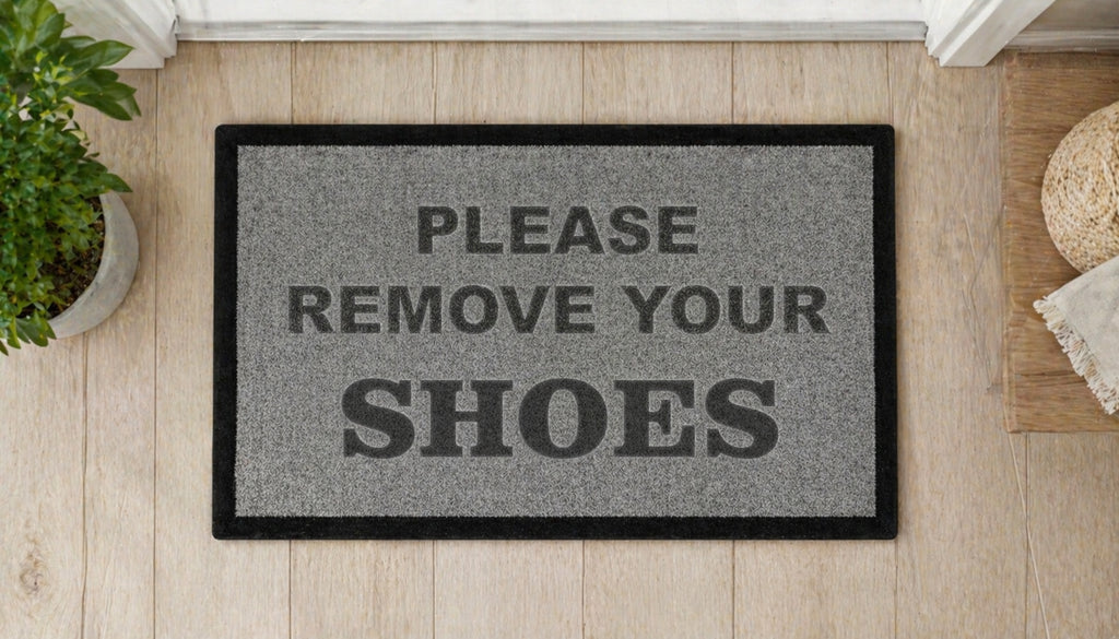 Please Remove Your Shoes Inspired Grey Doormat