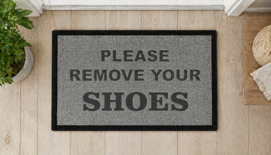 Please Remove Your Shoes Inspired Grey Doormat