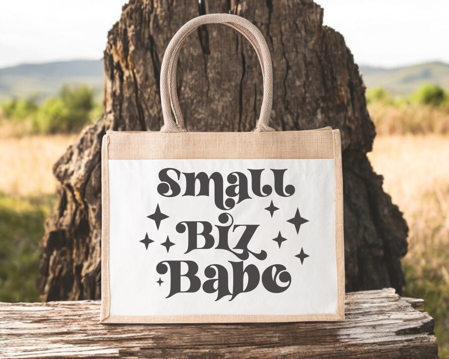 Jute Tote Bag Small Biz Babe