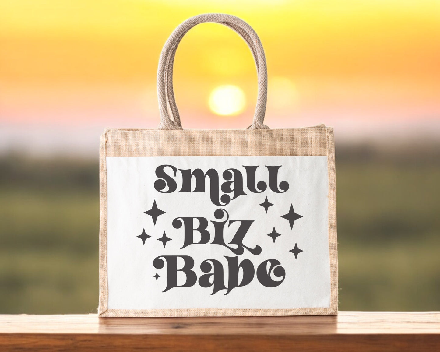 Jute Tote Bag Small Biz Babe