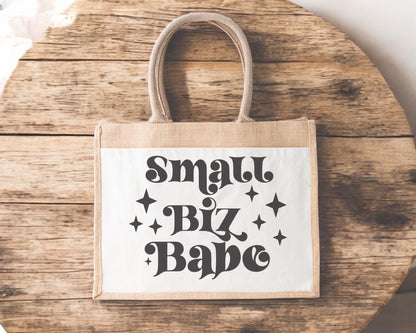 Jute Tote Bag Small Biz Babe