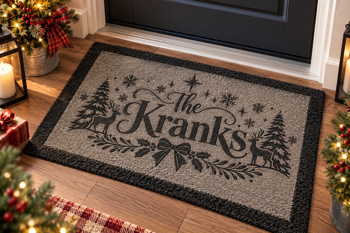 Stag Christmas Star Ribbon Custom Doormat