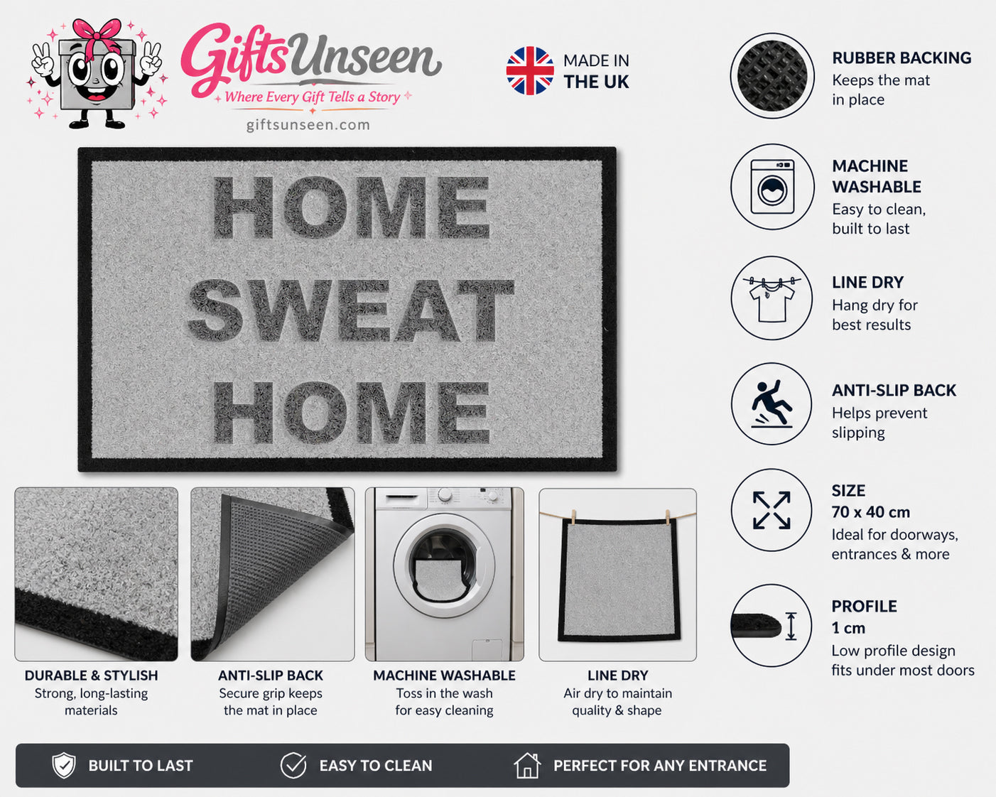 Home Sweat Home Still Game Inspired Grey Doormat
