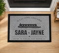 Boat Name Narrowboat Inspired Grey Doormat