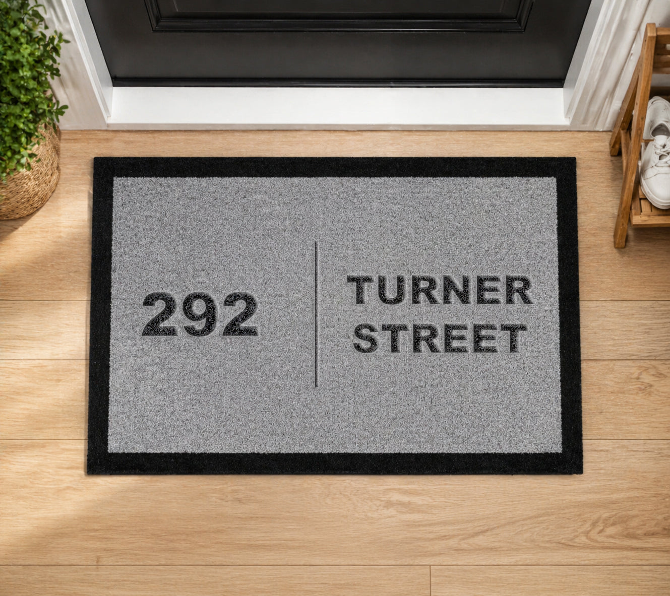 Street Name & Number Inspired Grey Doormat