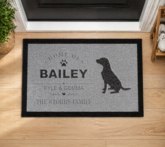 Custom Dog Name Inspired Grey Doormat