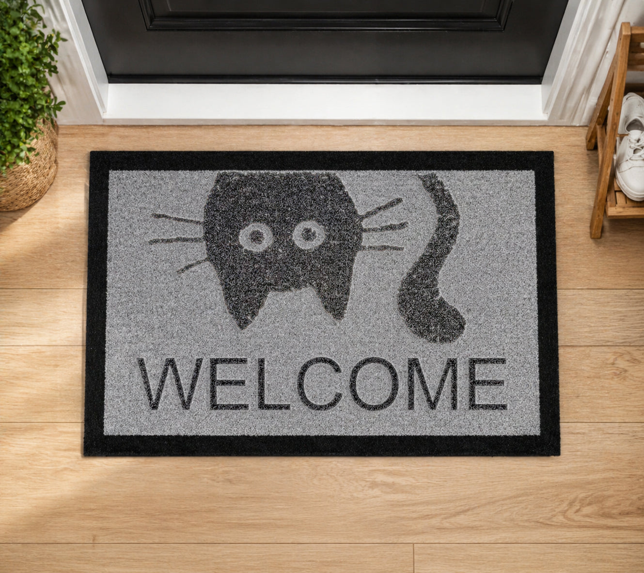 Meow Welcome Inspired Grey Doormat