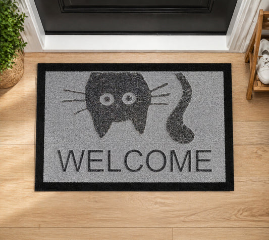 Meow Welcome Inspired Grey Doormat