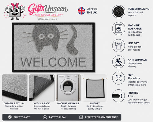 Meow Welcome Inspired Grey Doormat