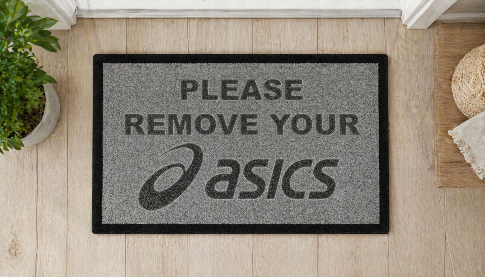 Please Remove Your Oasics Inspired Grey Doormat