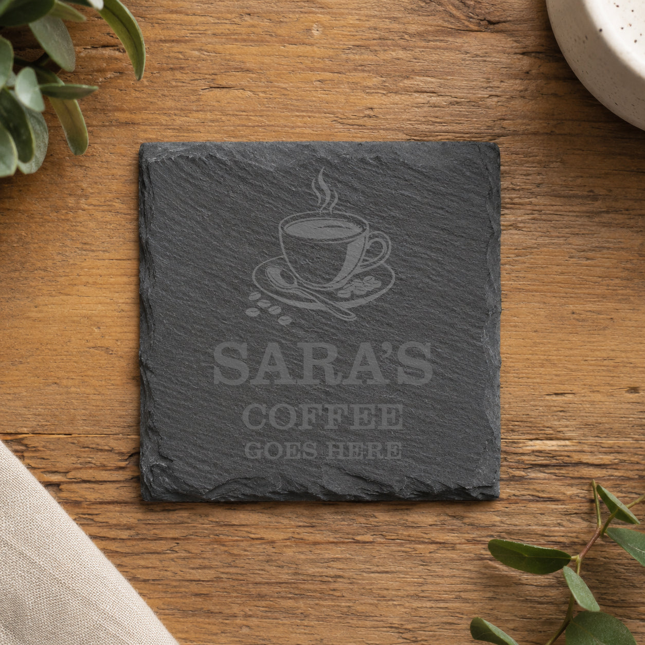 Personalised Slate Coaster Name Coffee