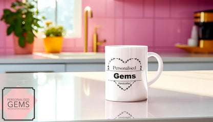 3 Lines of Text Personalised Mug Wreath Mug Handcrafted in The UK Leaving Gift Birthday Present Christmas Cup Death Custom