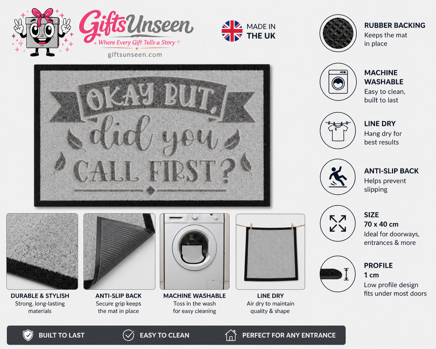 Okay But Did You Call First Inspired Grey Doormat
