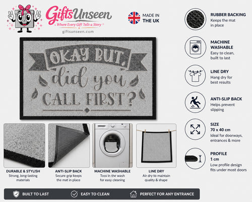 Okay But Did You Call First Inspired Grey Doormat