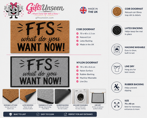 FFS What Do You Want Now Inspired Grey Doormat