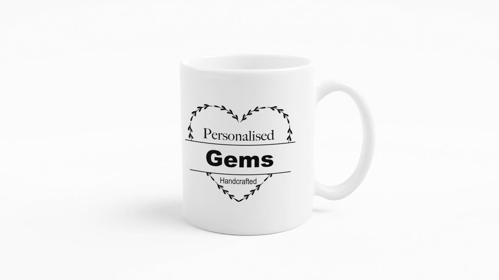 3 Lines of Text Personalised Mug Wreath Mug Handcrafted in The UK Leaving Gift Birthday Present Christmas Cup Death Custom