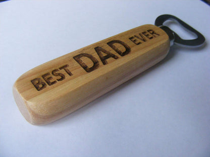 FastCraft Bottle Opener Best Dad Ever Beer Fathers Day Engraved Wooden Novelty Wood Kitchen Greatest Gift Present
