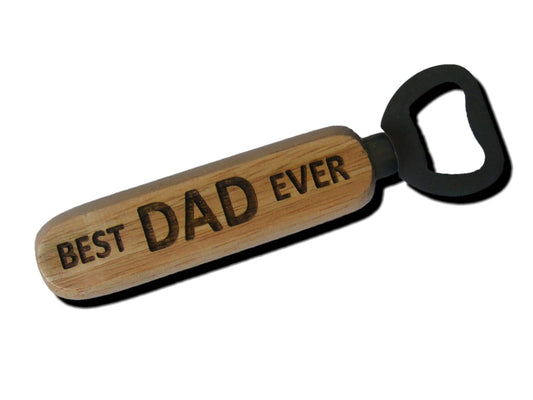 FastCraft Bottle Opener Best Dad Ever Beer Fathers Day Engraved Wooden Novelty Wood Kitchen Greatest Gift Present
