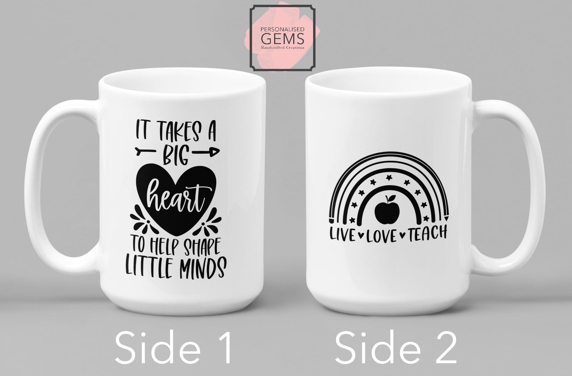 Teacher It Takes A Big Heart to Shape Little Minds Live Love Teach Mug