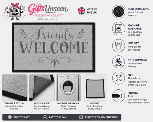 Friends Welcome Inspired Grey Doormat