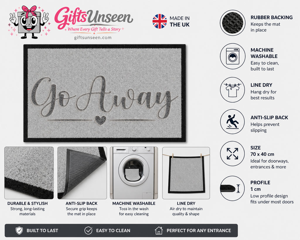Go Away Inspired Grey Doormat