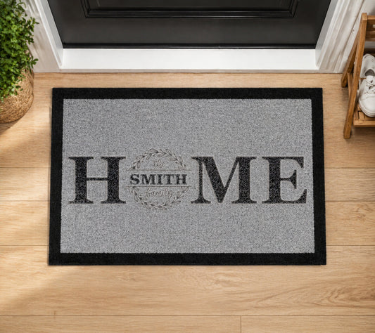 Home Personalised Family Inspired Grey Doormat