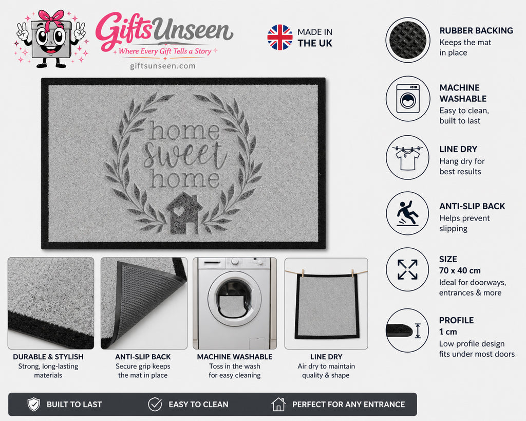 Home Sweet Home Inspired Grey Doormat