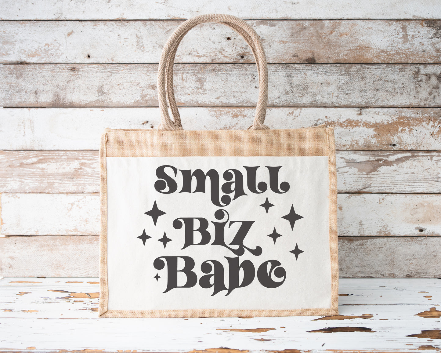 Jute Tote Bag Small Biz Babe