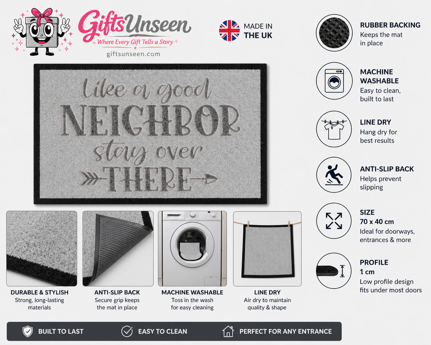 Like A Good Neighbor Stay Over There Inspired Grey Doormat