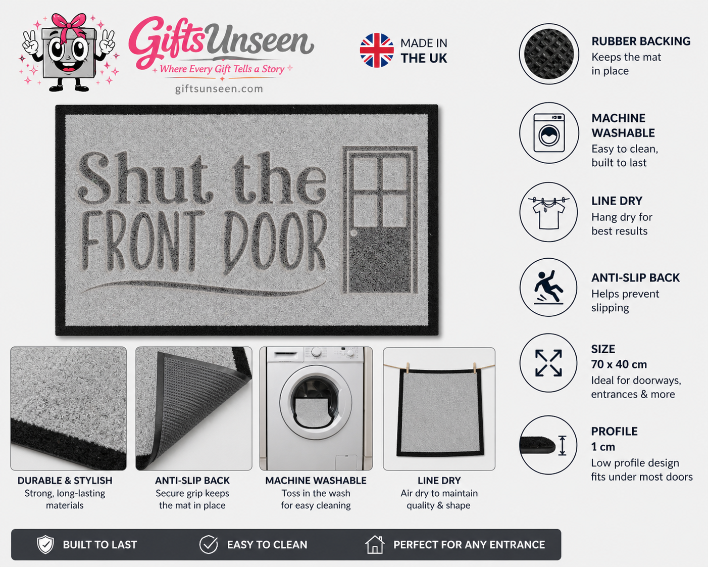 Shut The Front Door Inspired Grey Doormat