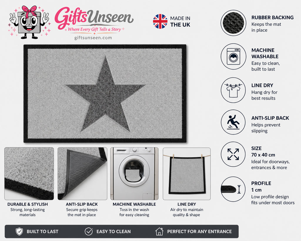 Star Inspired Grey Doormat
