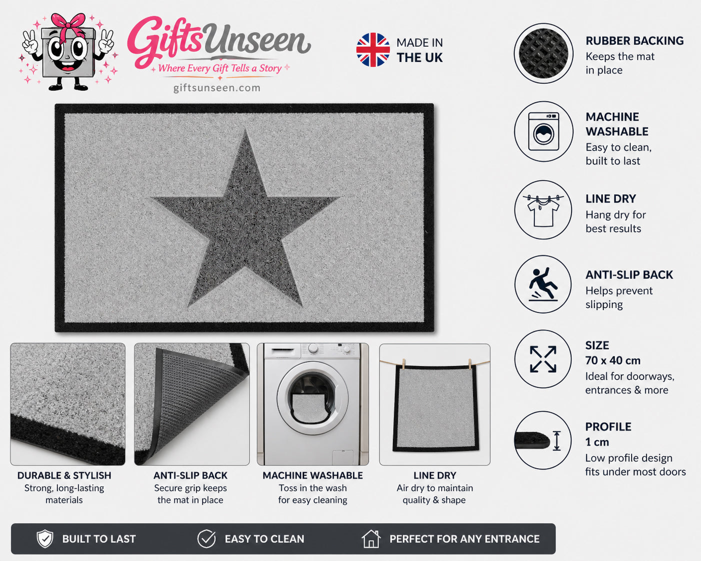 Star Inspired Grey Doormat