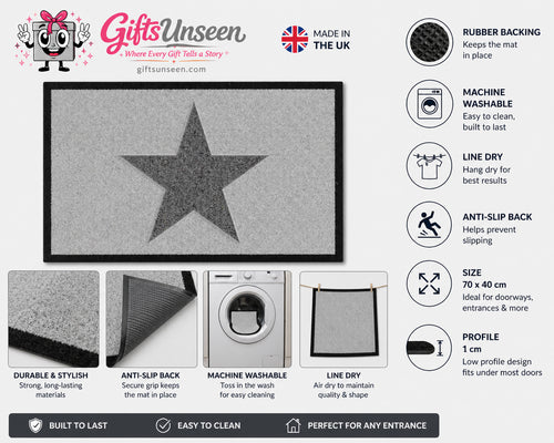 Star Inspired Grey Doormat