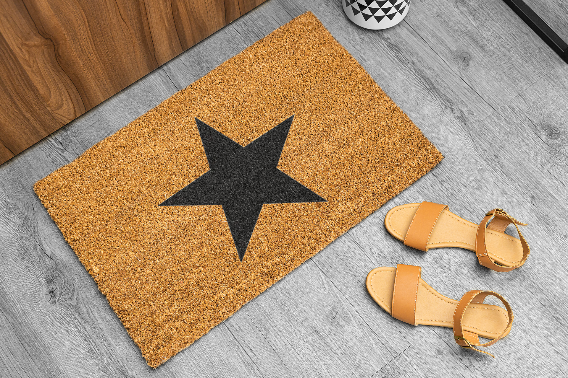 Star Black Coir Doormat