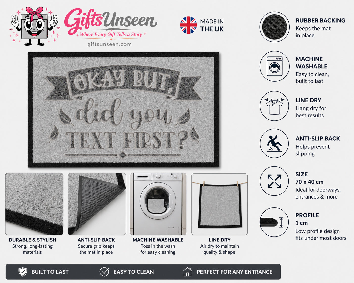Okay But Did You Text First Inspired Grey Doormat
