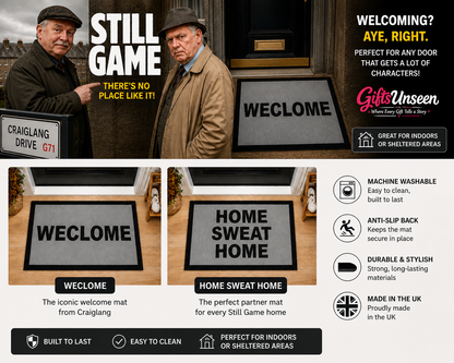Weclome Still Game Inspired Grey Doormat