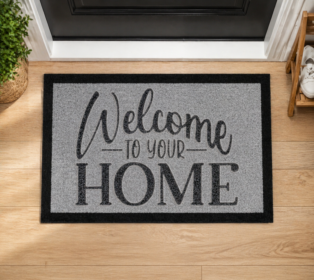 Welcome To Your Home Inspired Grey Doormat