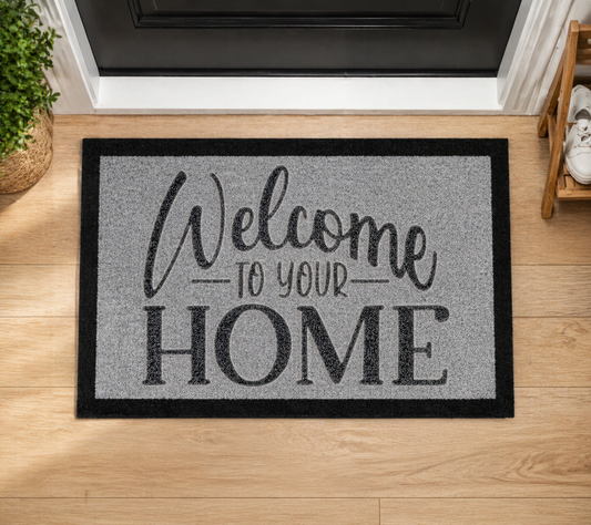 Welcome To Your Home Inspired Grey Doormat