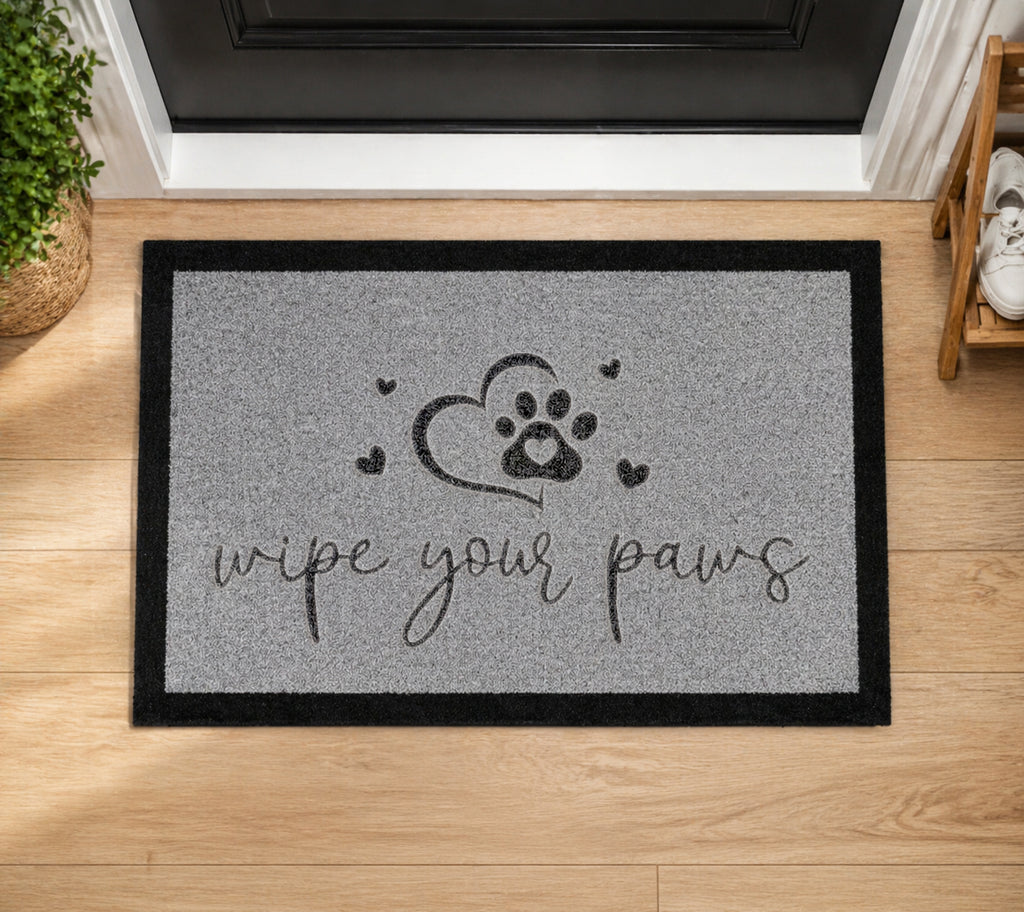 Wipe Your Paws Inspired Grey Doormat