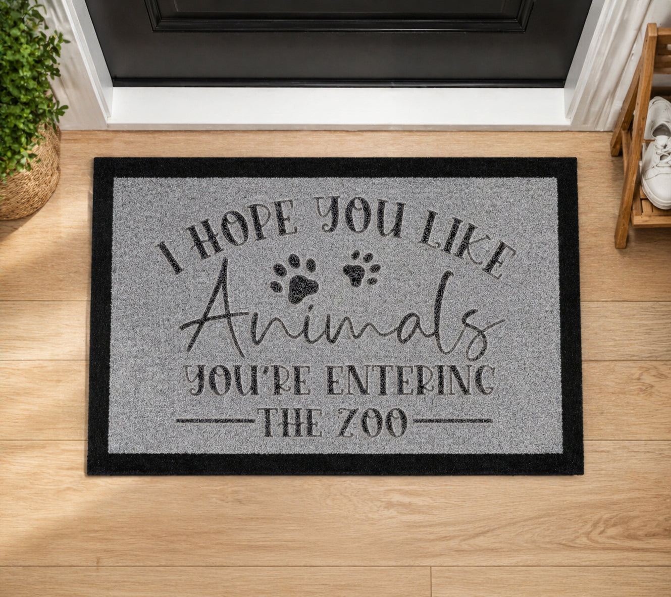 Hope You Like Animals Your Entering A Zoo Inspired Grey Doormat